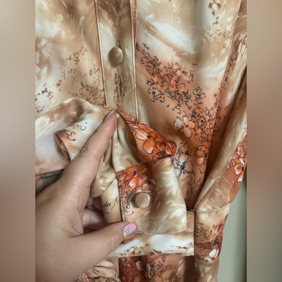 Vintage 1970's Long Sleeve Printed Button Up Maxi Dress Kenny Classics Size 10 - Picture 4 of 7